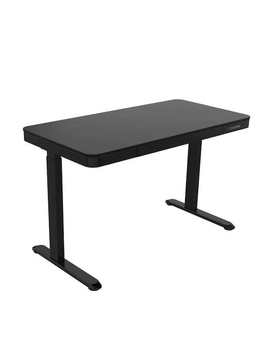 Desk Wooden Black with Metal Legs & USB ports 140x70x50cm
