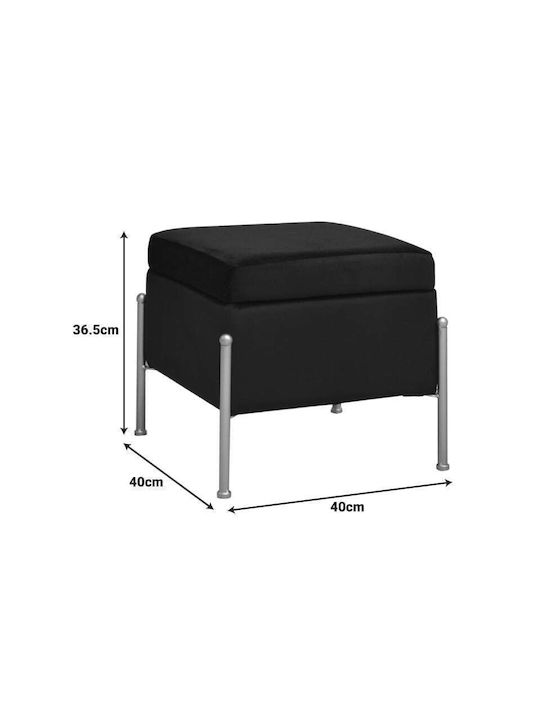 Stool For Living Room With Storage Space Upholstered with Velvet Panton Black Shade 40x40x36.5cm