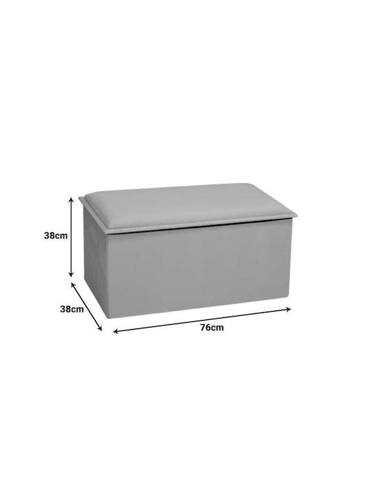 Stool For Living Room With Storage Space Upholstered with Velvet Koper Beige Shade 76x38x38cm