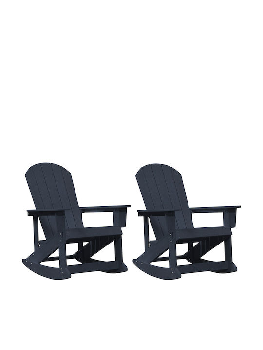 Rocking Chair Wooden Adirondack Navy Blue 2pcs 73.5x92x90cm
