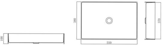 Tema Επικαθήμενος Νιπτήρας Inox 55x38x10cm Brushed Inox