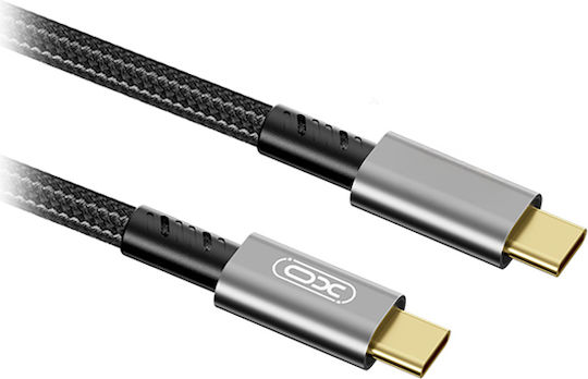 XO Cablu Video Împletit USB 3.2 USB-C Masculin - USB-C 100W PD Negru 1m 249-0116