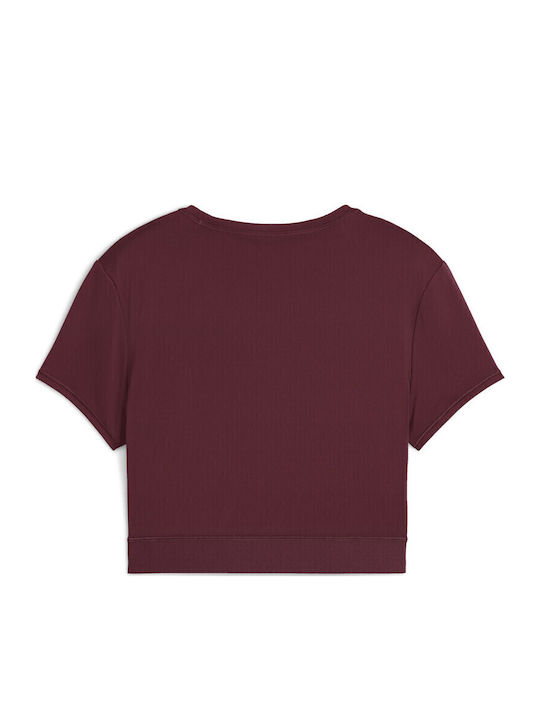Γυναικείο Αθλητικό Crop T-shirt Fast Drying Μπορντό