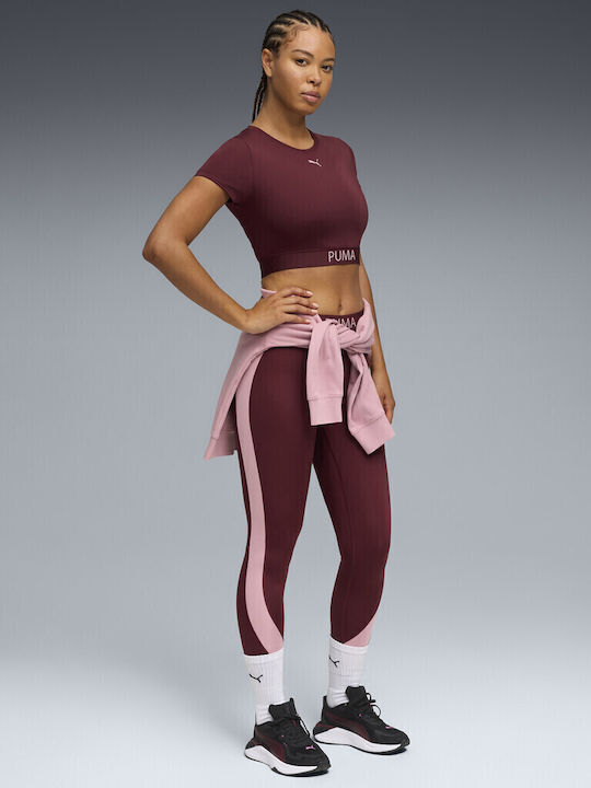 Γυναικείο Αθλητικό Crop T-shirt Fast Drying Μπορντό
