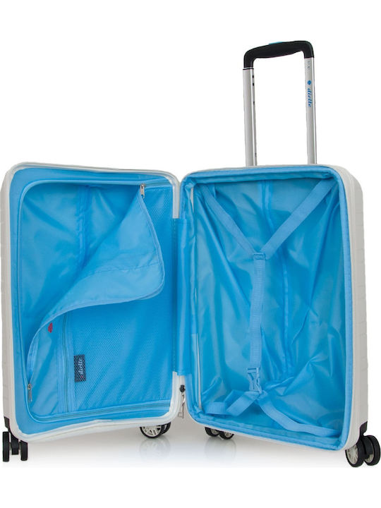 Dielle Cabin Travel Suitcase Hard White with 4 Wheels Height 55cm