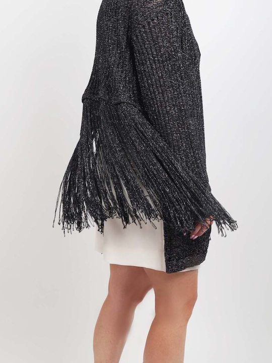 Gestrickte Damen Strickjacke Schwarz P25CPCRO0101 V0003