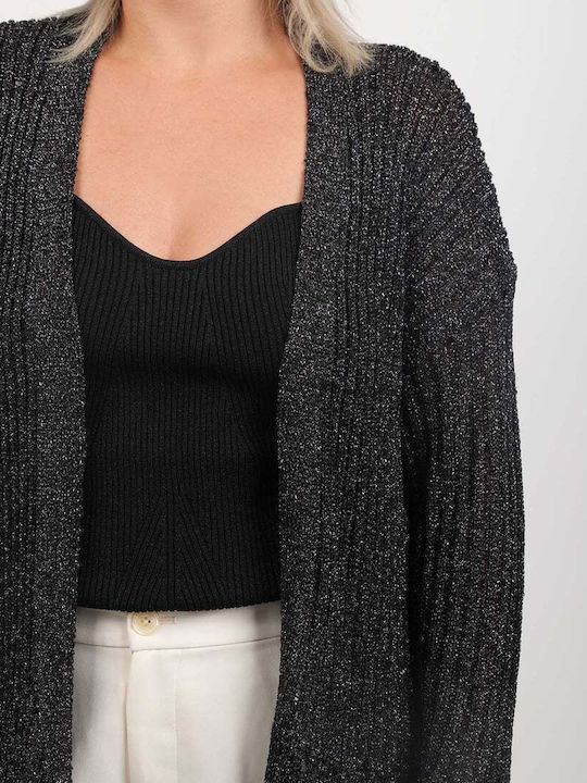 Gestrickte Damen Strickjacke Schwarz P25CPCRO0101 V0003