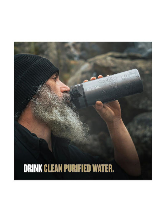 Geopress Ti Purifier Purifier Παγούρι Πλαστικό με Στόμιο και Φίλτρο 710.4ml Μαύρο