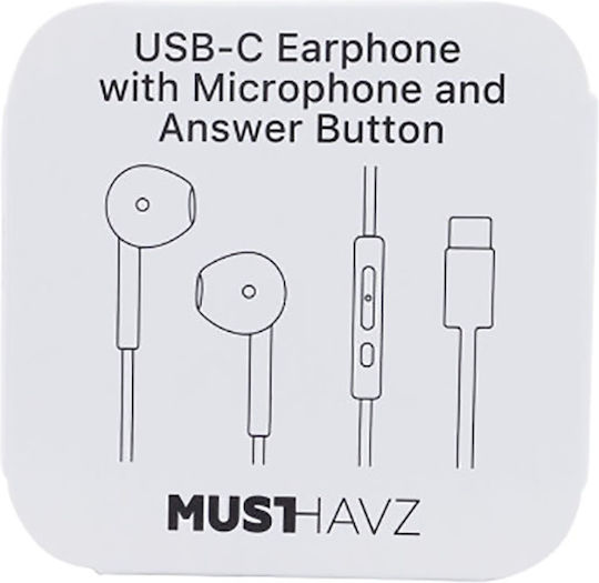 Grab 'n Go Wired Usb-c Headphones Built-in Microphone Remote Control White