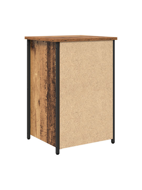 Wooden Bedside Table with Metal Legs Old Wood 40x36x60cm