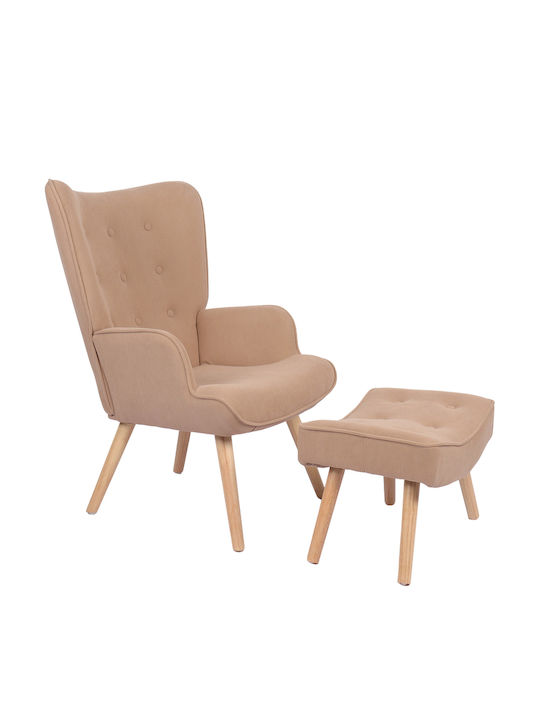 Anidori Ohrensessel mit Fußhocker Open Café 73x69x96cm