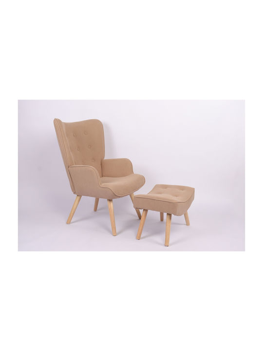 Anidori Ohrensessel mit Fußhocker Open Café 73x69x96cm