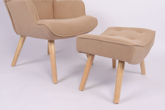 Anidori Ohrensessel mit Fußhocker Open Café 73x69x96cm