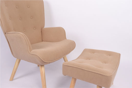 Anidori Ohrensessel mit Fußhocker Open Café 73x69x96cm