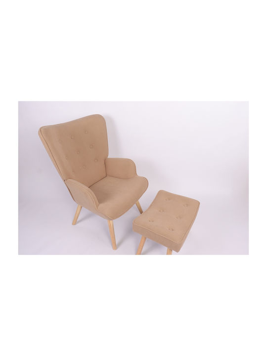 Anidori Ohrensessel mit Fußhocker Open Café 73x69x96cm