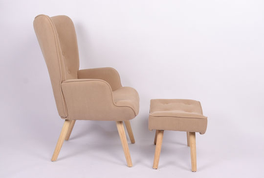 Anidori Ohrensessel mit Fußhocker Open Café 73x69x96cm