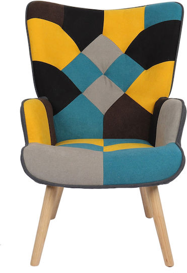 Briar Μπερζέρα Κίτρινο/μπλε Patchwork 73x69x96cm
