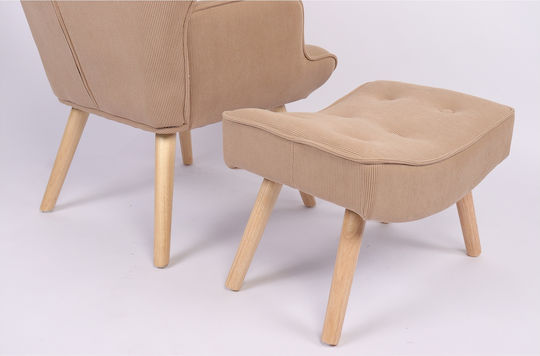 Anidori Ohrensessel mit Fußhocker Open Café 73x69x96cm