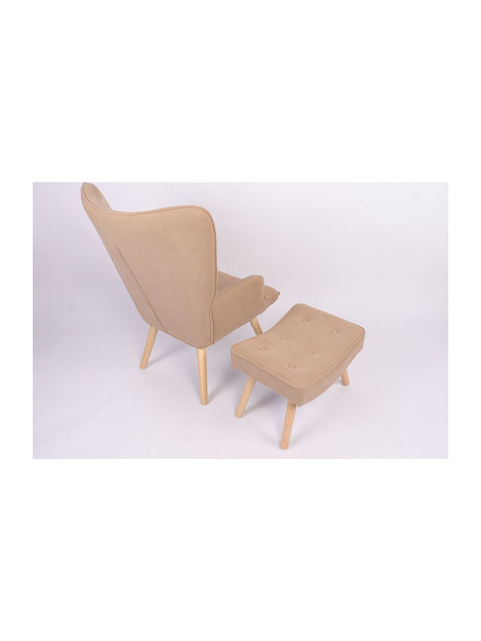 Anidori Ohrensessel mit Fußhocker Open Café 73x69x96cm