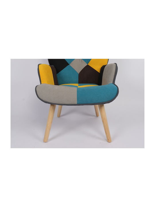 Briar Μπερζέρα Κίτρινο/μπλε Patchwork 73x69x96cm