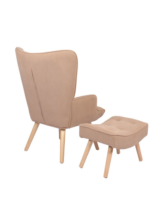 Anidori Ohrensessel mit Fußhocker Open Café 73x69x96cm