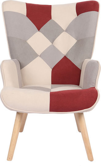 Briar Ohrensessel Bordeaux/Grey Patchwork 73x69x96cm