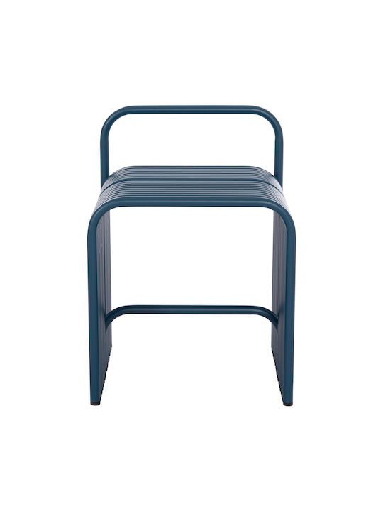 Stool For Living Room with Backrest Metallic Intrepid Blue 40x38x55cm