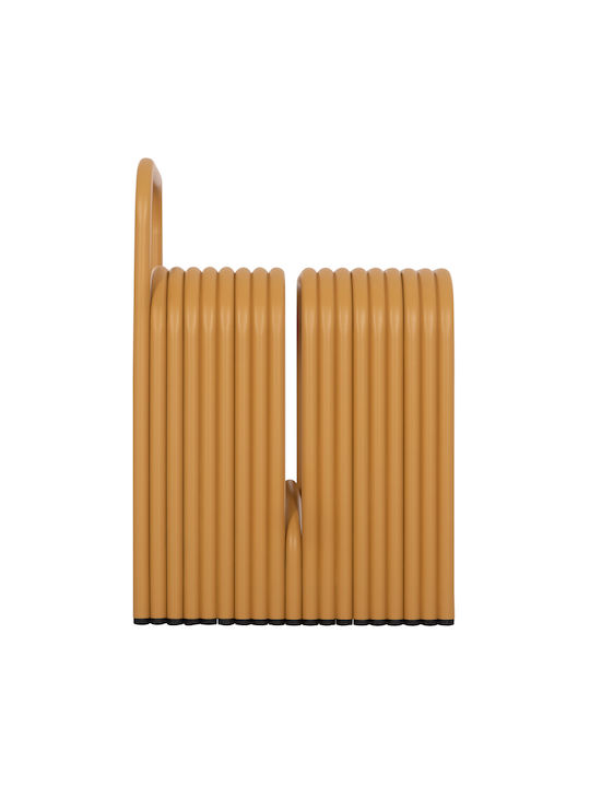 Stool For Living Room with Backrest Metallic Intrepid Mustard 40x38x55cm