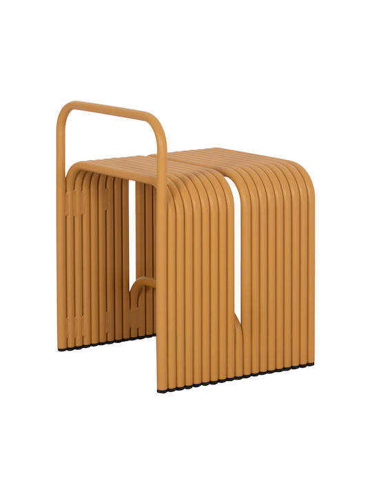 Stool For Living Room with Backrest Metallic Intrepid Mustard 40x38x55cm