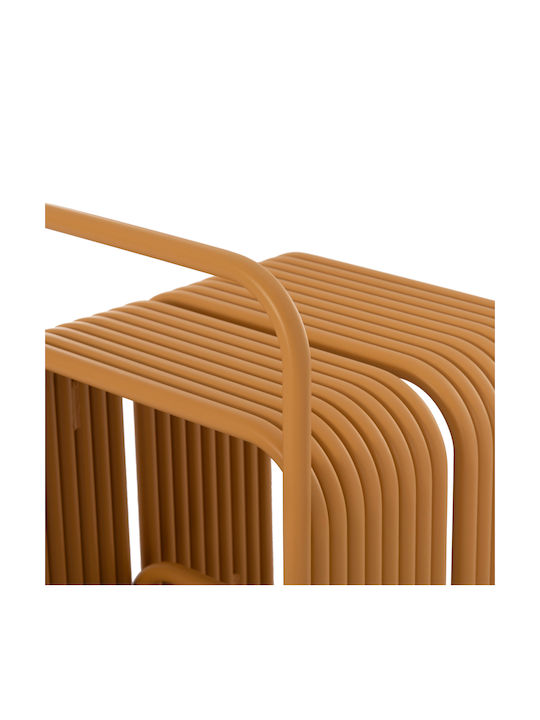 Stool For Living Room with Backrest Metallic Intrepid Mustard 40x38x55cm