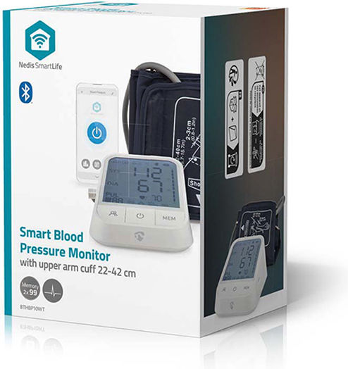 Nedis Дигитален Монитор за кръвно налягане За ръка с Bluetooth BTHBP10WT