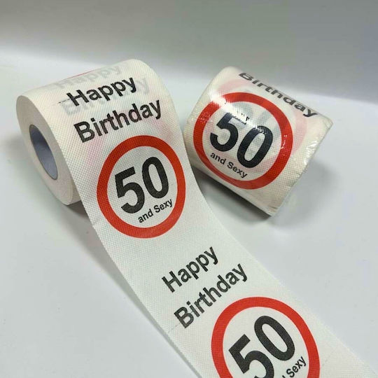Lustiges Toilettenpapier 50. Geburtstag 2-lagige Lustige Nachricht "happy Birthday 50 Sexy" 10 cm Höhe 10 cm Breite