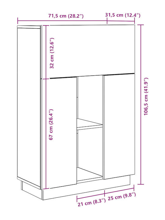 Desk Wooden White 71.5x31.5x106.5cm