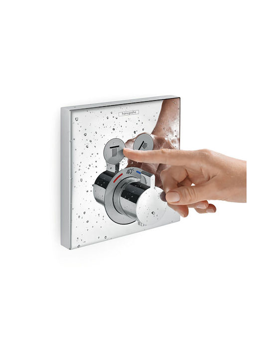 Hansgrohe Built-in Mixer, Hand Shower & Shower Head Set for Shower 2 Exits Silver