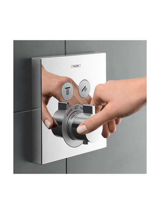 Hansgrohe Built-in Mixer, Hand Shower & Shower Head Set for Shower 2 Exits Silver