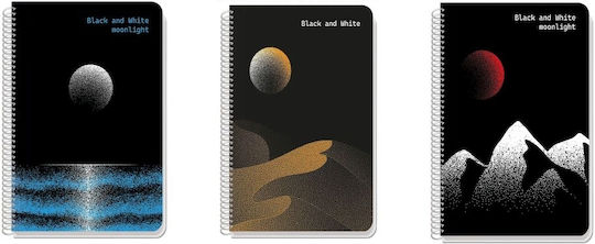 Label Label Spiral Notebook Ruled A4 90 Sheets 3 Subjects Black 1pcs