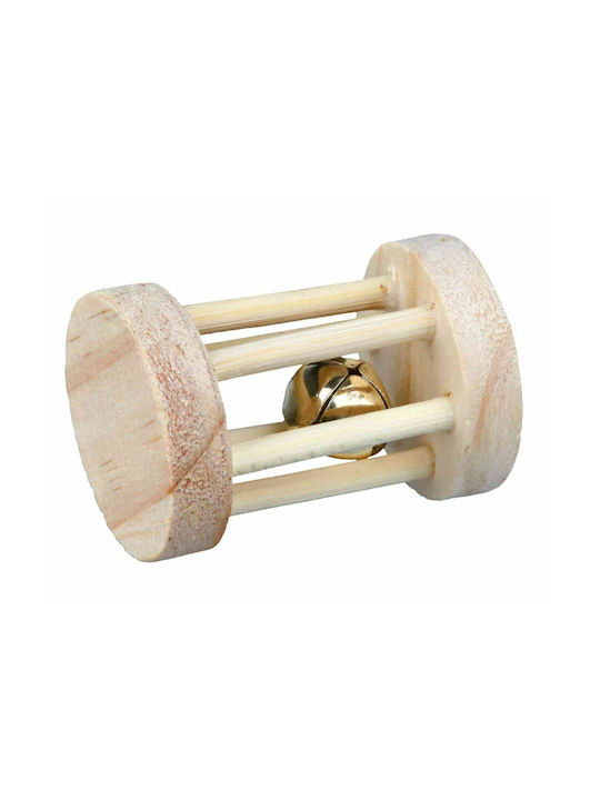Trixie Rodent Toy Wooden Cylinder with Bell for Small Animals 3.5x5cm 6183