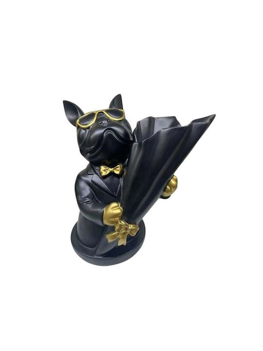 Resin Sculpture French Bulldog Flower Arrangement Case 23.5x16x22cm Kj240h Black