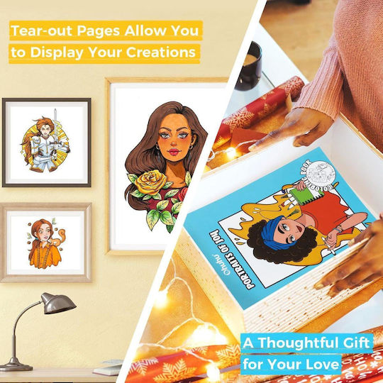 Ohuhu Bleedproof Coloring Book Portraits Joy