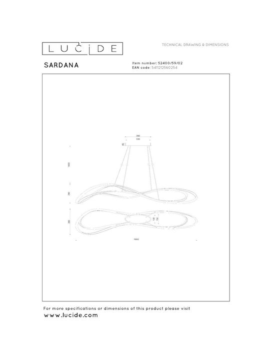 Lucide Lightning Sardana Pendant Light Gold