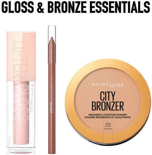 Maybelline Gloss N' Bronze Essentials Makeup Palettes & Sets For Face Eyes & Lips 200 Medium Cool & 973 Soft Rose 3 Pieces