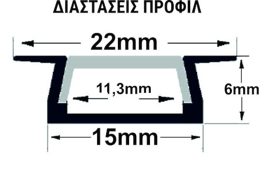Adeleq Walled Aluminum Profile for LED Strip 100x2.2x0.6cm