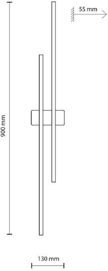 TK Lighting Модерно Светлинно За Стена Черно 13x13см
