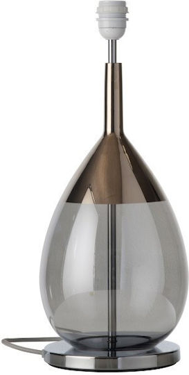 Table Lamp Base 1xe27 Blown Glass Two-Tone 52cm Silver Body Lute Ebb&flow Ba101002 Tinted Smoke