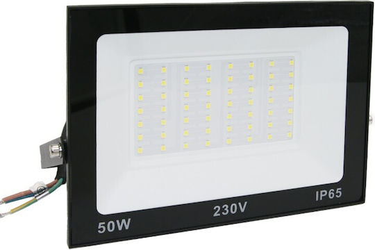 Adeleq Στεγανός Προβολέας LED 50W Φυσικό Λευκό 4000K IP65