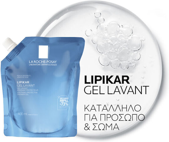 La Roche Posay Lipikar Gel Lavant Refill Bubble Bath Gel with Niacinamide for Nourishing 400ml
