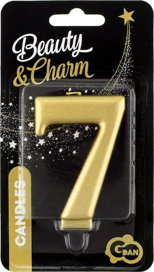GoDan Birthday Candle Number "7" in Gold Color PF-SCZ7
