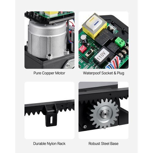 Vevor 400W Electric Sliding Garage Door Motor Set 2204lbs Gear Track Infrared Sensor
