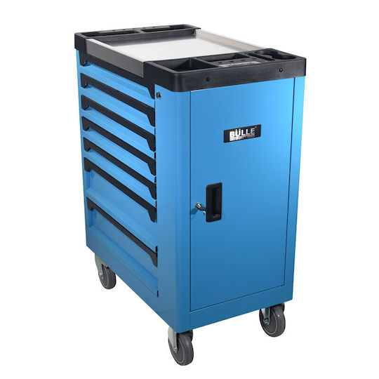 Bulle Wheeled Metallic Tool Carrier with 7 Drawers and Cabinet W75.6xD46xH97.5cm