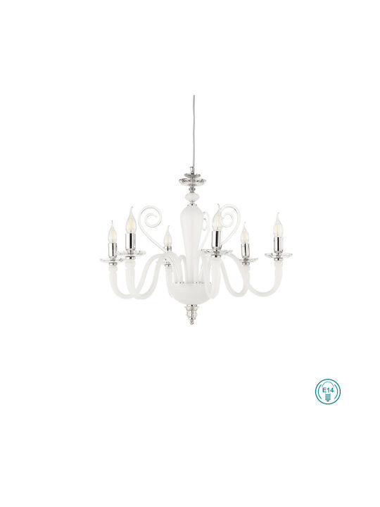 Ondaluce Chandelier Candlestick 6xE14 White 72cm LP.DEBUSSY/6